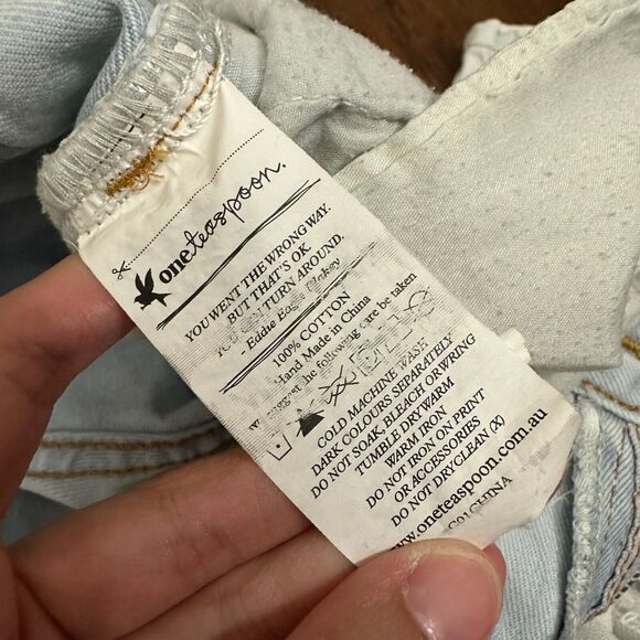 ONE x ONE TEASPOON Trashed Freebirds Distressed Ripped Jeans Ankle Zip - Picture 13 of 16